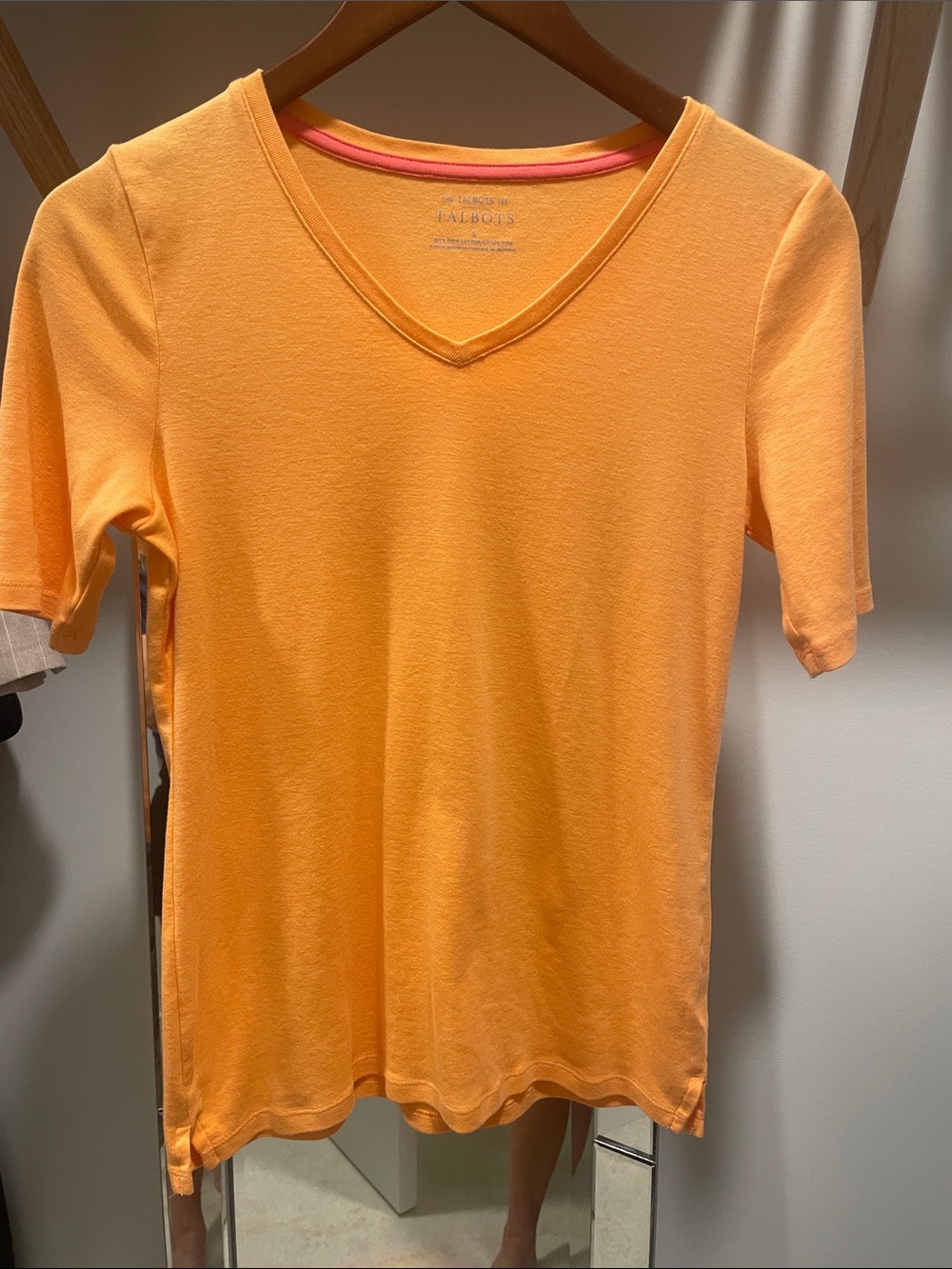 Talbots Light Orange V-Neck Short Sleeve Tee